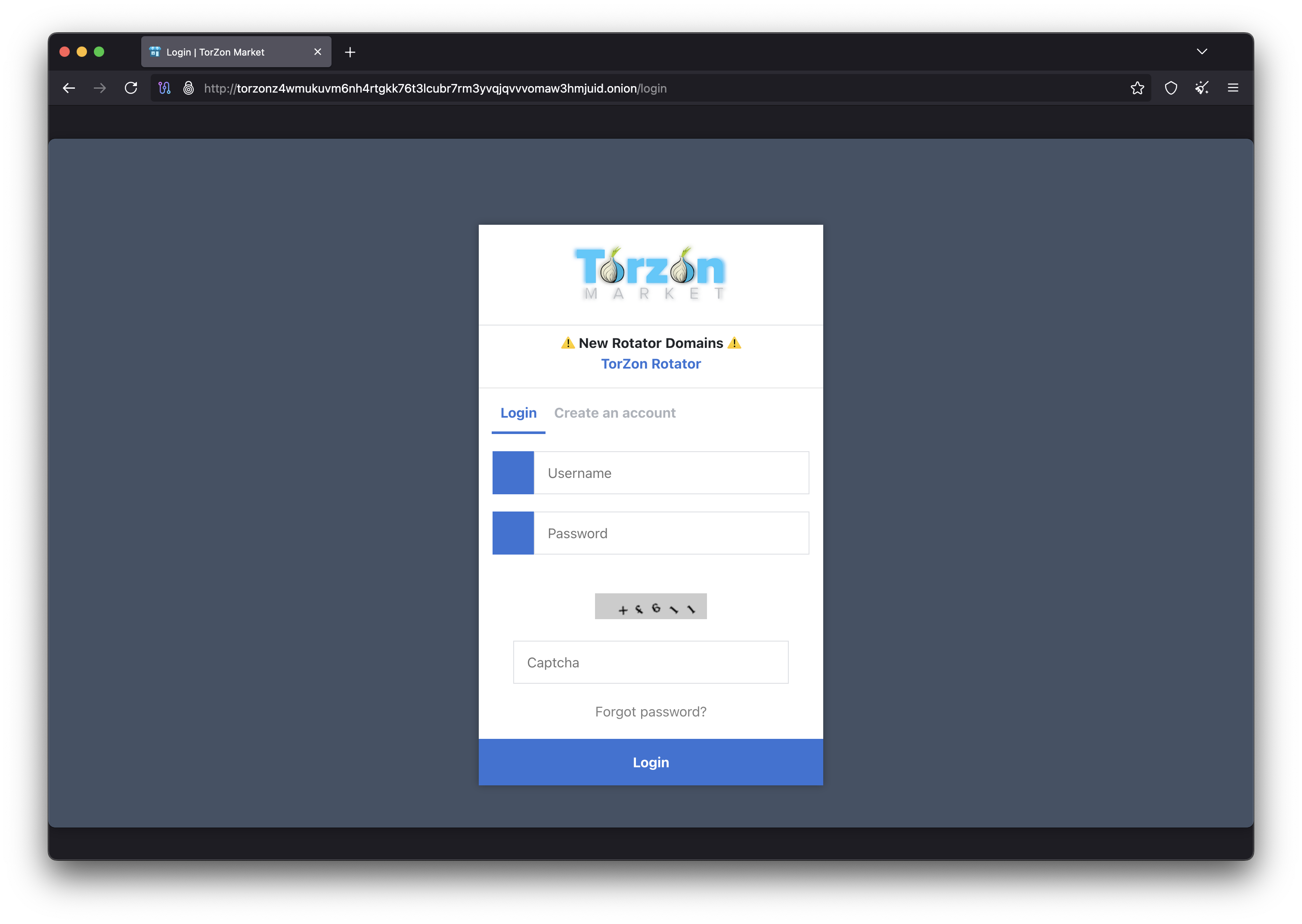 Torzon Market Login Page - Secure authentication