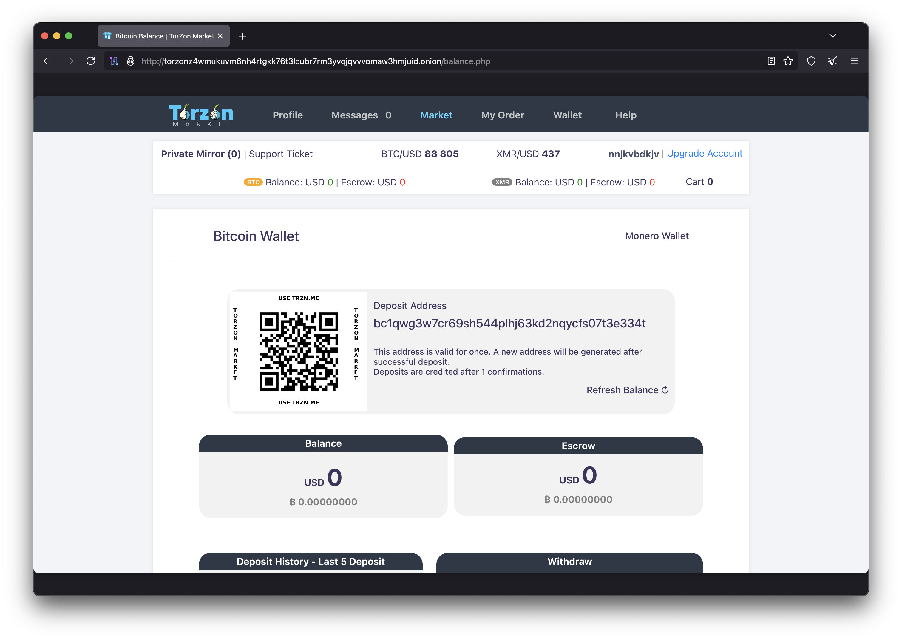 Torzon Market Bitcoin Wallet - Cryptocurrency management
